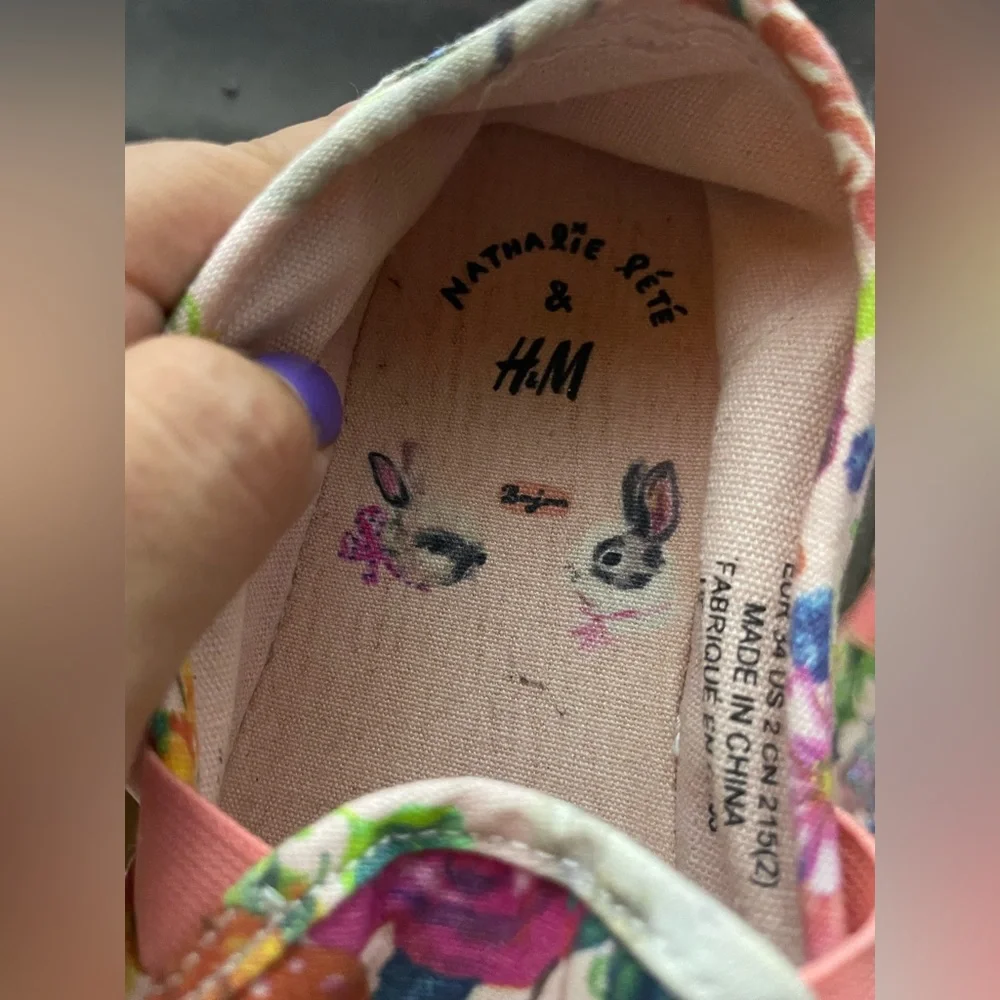 H&M Nathalie Lété x H&M Floral Kids Slip-On Shoes‎ Size 2
